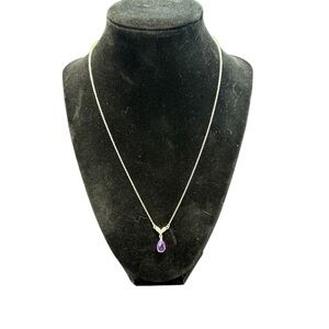 Avon Sterling Silver birthstone drop Necklace June Alexandrite NIB 2007 vintage